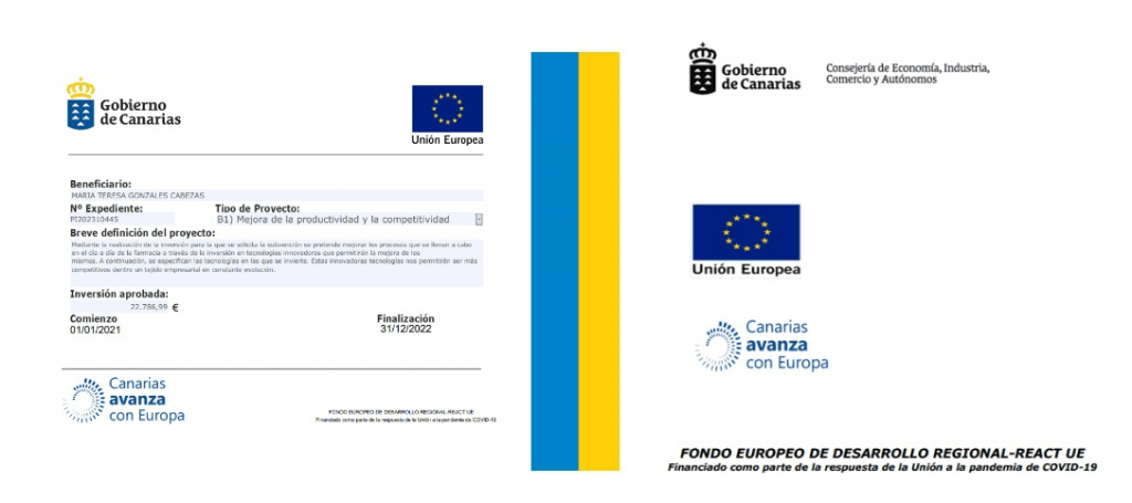 Proyecto de Farmacia La Rotonda cofinanciado por el Gobierno de Canarias y el Fondo Europeo de Desarrollo Regional (FEDER) de la Unión Europea